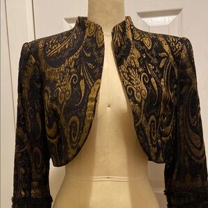 BADGLEY MISCHKA  Elegant Black and Gold Brocade Jacket